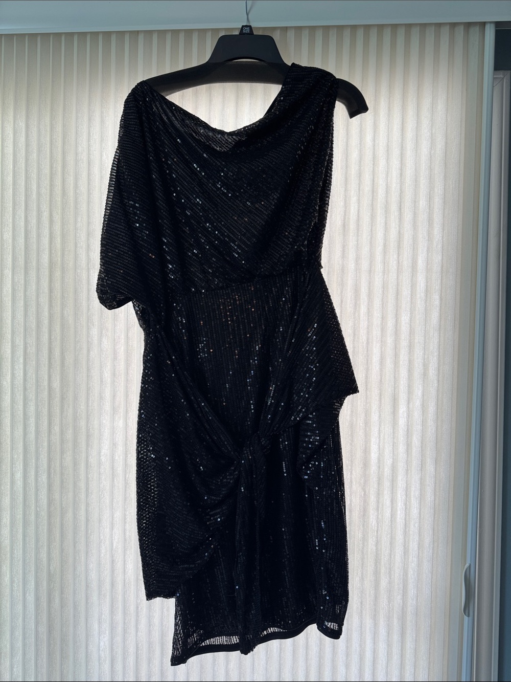 Grace Karin Black One-Shoulder Sequin Cocktail Dress
